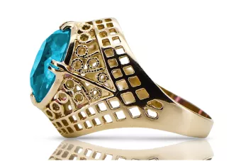 14k žluté zlato Akvamarín  Vintage style vrc030y